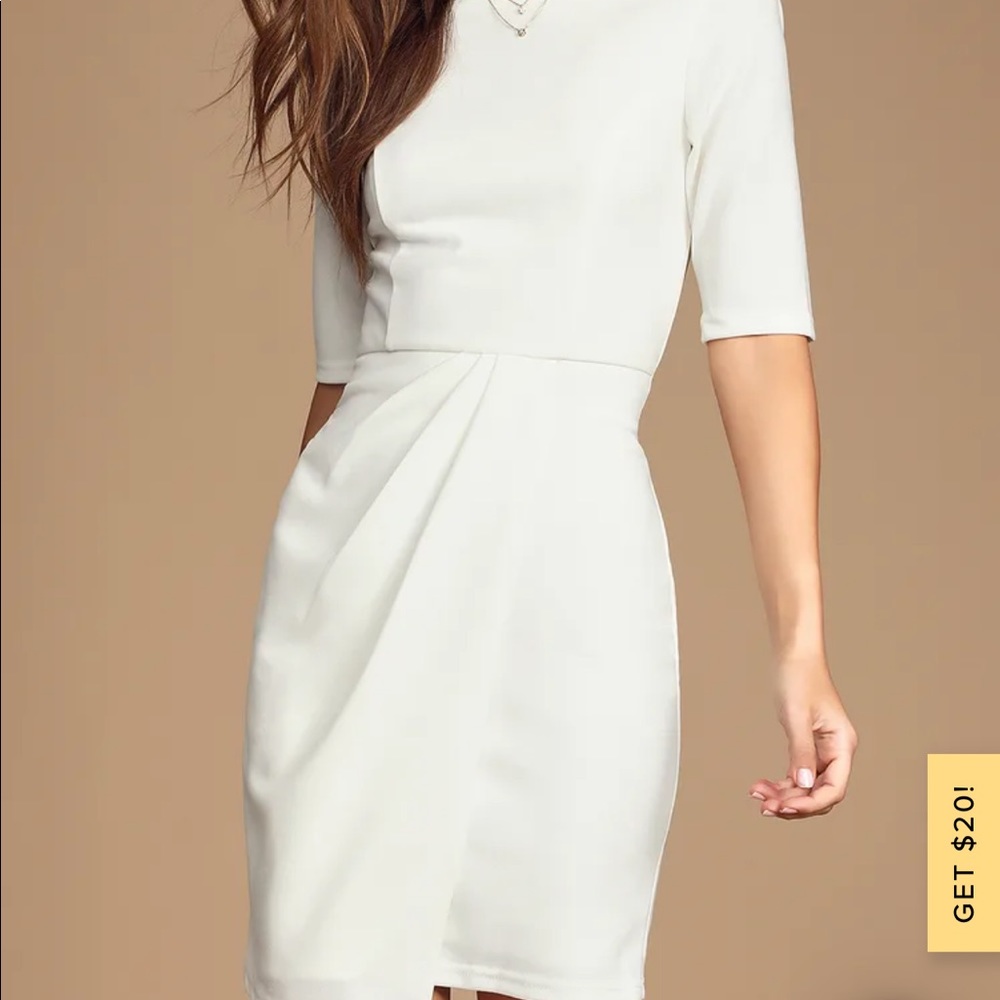 Lulu’s White Half Sleeve Sheath Dress